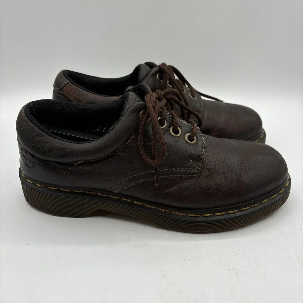 Dr. Martens Boston Shoes Men's Size 7 Brown Leather Derby Oxford Chunky Lace Up